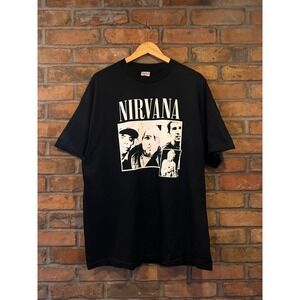 00'S Nirvana Band T-Shirt Mens XL Black Graphic Tee Tennessee River Kurt Cobain
